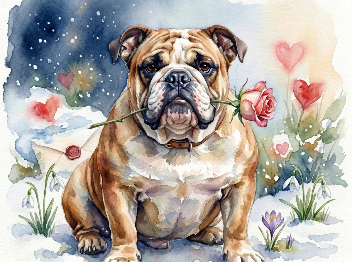 Bulldog watercolor calendar month 2